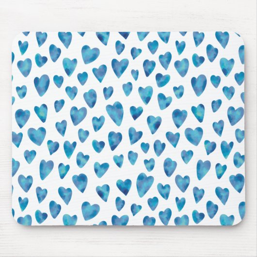 Tapis De Souris Coeurs d'amour bleu motif (Devant)