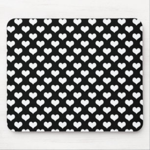 Tapis De Souris Coeurs d'amour noir et blanc