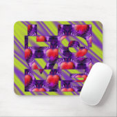 Tapis De Souris Coeurs d'AMOUR - ondes violet vert clair (Avec souris)
