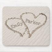 Tapis De Souris Coeurs dans le sable de plage (Devant)