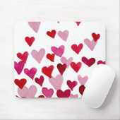 Tapis De Souris Coeurs d'aquarelle de la Saint-Valentin - rose (Avec souris)