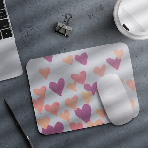 Tapis De Souris Coeurs d'aquarelle de la Saint-Valentin - rose pas