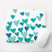Tapis De Souris Coeurs d'aquarelle de la Saint-Valentin - turquois (Avec souris)