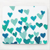 Tapis De Souris Coeurs d'aquarelle de la Saint-Valentin - turquois (Devant)