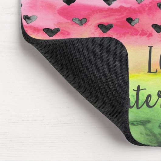 Tapis De Souris Coeurs de pastèque d'amour d'aquarelle (Coin)