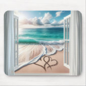 Tapis De Souris Coeurs De Plage Dans Le Sable (Devant)