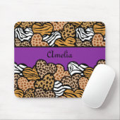 Tapis De Souris Coeurs de poster de animal de fille pourpre avec u (Avec souris)