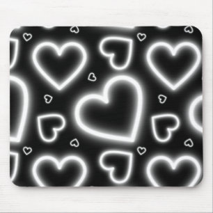 Tapis De Souris Coeurs en néon blanc V-Day