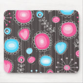 Tapis De Souris Coeurs et fleurs rose et bleu Whimsical (Devant)