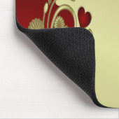 Tapis De Souris Coeurs et manuscrits rouges et dorés (Coin)