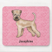 Tapis De Souris Coeurs Et Nom Roses De Terrier Roue À Revêtement D (Devant)