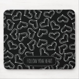 Tapis De Souris Coeurs noir et blanc