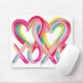 Tapis De Souris Cœurs peints & XOXO (Avec souris)