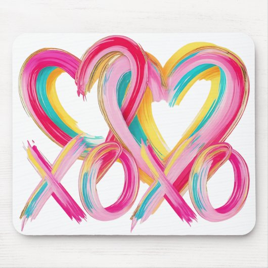 Tapis De Souris Cœurs peints & XOXO (Devant)