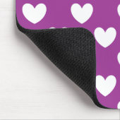 Tapis De Souris Coeurs polka blanc sur violet (Coin)