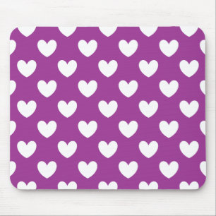 Tapis De Souris Coeurs polka blanc sur violet