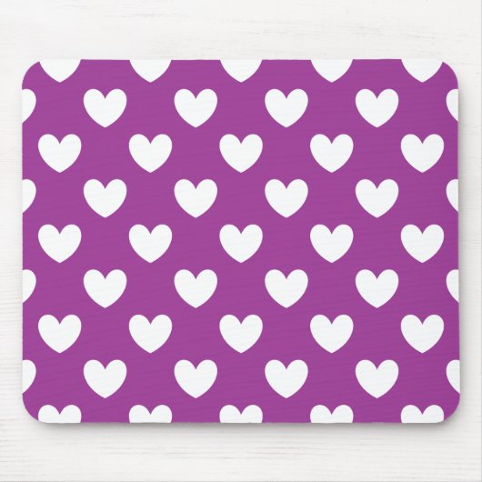 Tapis De Souris Coeurs polka blanc sur violet (Devant)