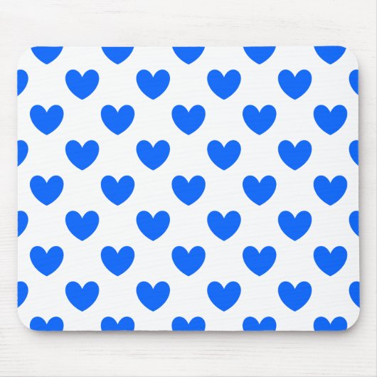 Tapis De Souris Coeurs polka bleu sur blanc (Devant)