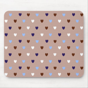 Tapis De Souris Coeurs Polka sur brun pâle