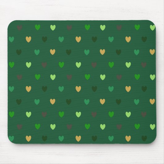 Tapis De Souris Cœurs polka sur vert forêt (Devant)