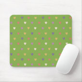 Tapis De Souris Coeurs Polka sur vert vert (Avec souris)