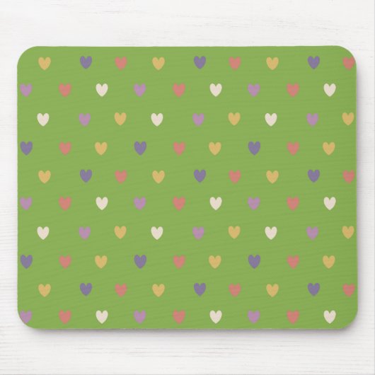 Tapis De Souris Coeurs Polka sur vert vert (Devant)