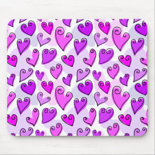 Tapis De Souris Coeurs pourpres Fille Mignonne Jour des Valentines