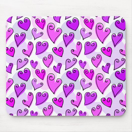 Tapis De Souris Coeurs pourpres Fille Mignonne Jour des Valentines (Devant)