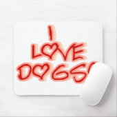Tapis De Souris Coeurs que j'aime Chiens (Avec souris)