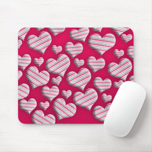 Tapis De Souris Coeurs rayés Hot rose Fun Motif Epic Design (Avec souris)