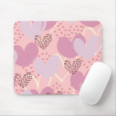 Tapis de souris coeurs rose bonbon, rouge, beige (Avec souris)