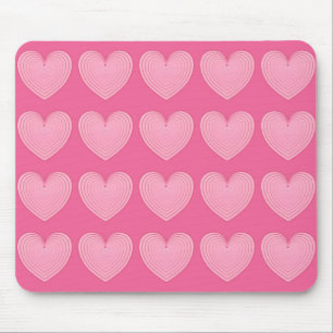 Tapis De Souris Coeurs rose corail, arrière - plan rose profond