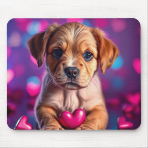 Tapis De Souris Coeurs roses chiots