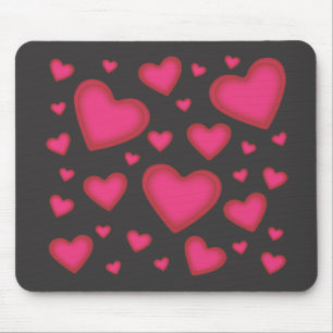 Tapis De Souris Coeurs roses de Valentine sur Mousepad noir