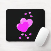 Tapis De Souris Coeurs roses mignonnes sur Mousepad noir - mignon (Avec souris)