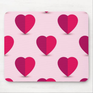 Tapis De Souris Coeurs rouge et violet sur un Arrière - plan rose