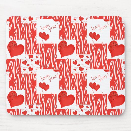 Tapis De Souris Coeurs rouges, amour. (Devant)
