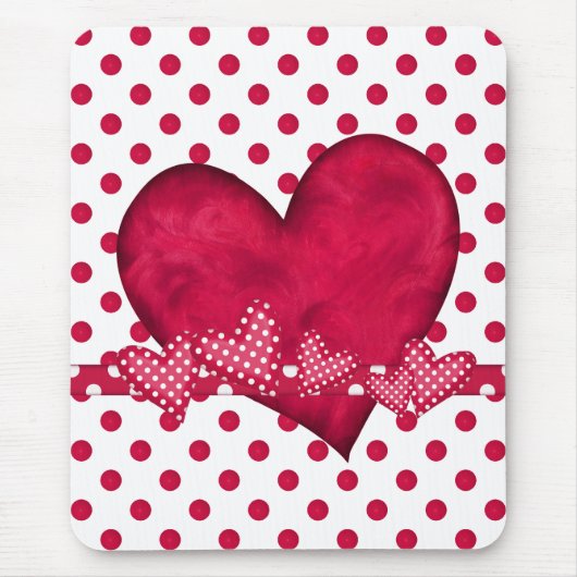 Tapis De Souris Coeurs rouges et points Mousepad (Devant)