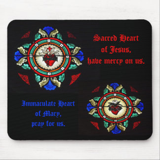 Tapis De Souris Coeurs sacrés de verre souillé Mousep de Jésus et