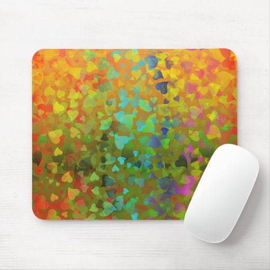 Tapis De Souris Coeurs tombants Orange (Avec souris)