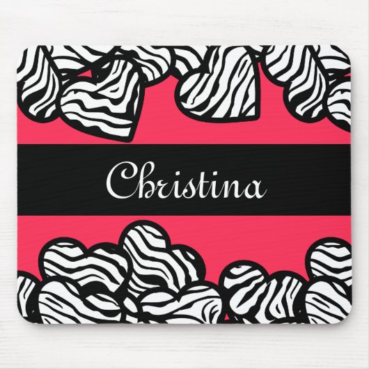 Tapis De Souris Coeurs zèbres mousepad (Devant)