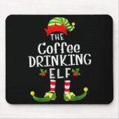 Tapis De Souris Coffee Drinking Christmas Elf Matching Pajama X-ma (Devant)