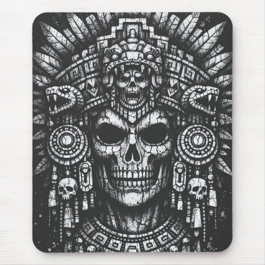 Tapis De Souris Coiffe de crâne aztèque par BurnsInHell (Devant)