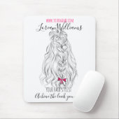 Tapis De Souris Coiffure moderne Noir Blanc Vave Cheveux Rose Bow (Avec souris)