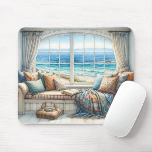 Tapis De Souris Coin de fenêtre côtier confortable Cottagecore
