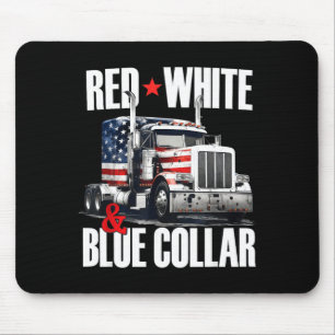 Tapis De Souris Col blanc et bleu rouge col de camionneur patrioti