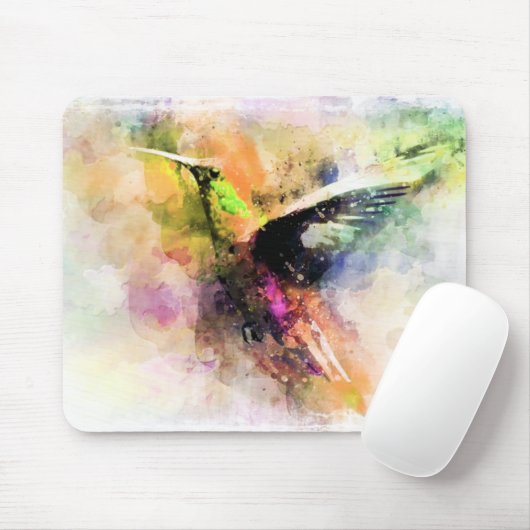 Tapis De Souris Colibri à l'aquarelle (Avec souris)