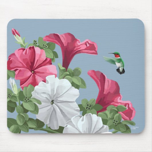 Tapis De Souris Colibri et pétunia Mousepads (Devant)