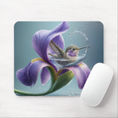 Tapis De Souris Colibri Se Baigner Dans Une Fleur D'Iris (Avec souris)
