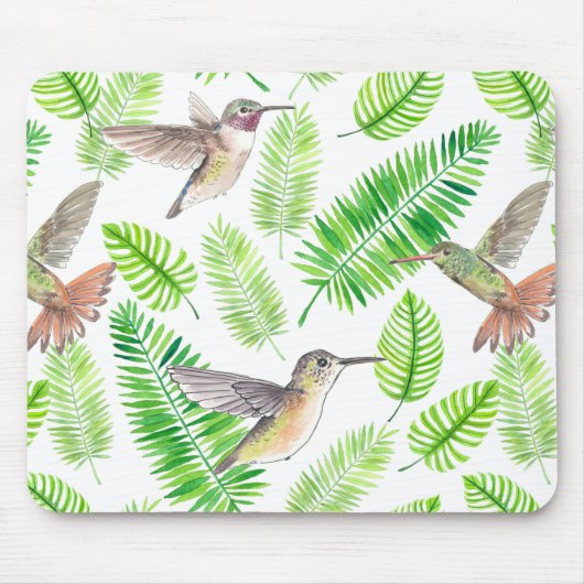 Tapis De Souris Colibris et feuilles tropicaux (Devant)